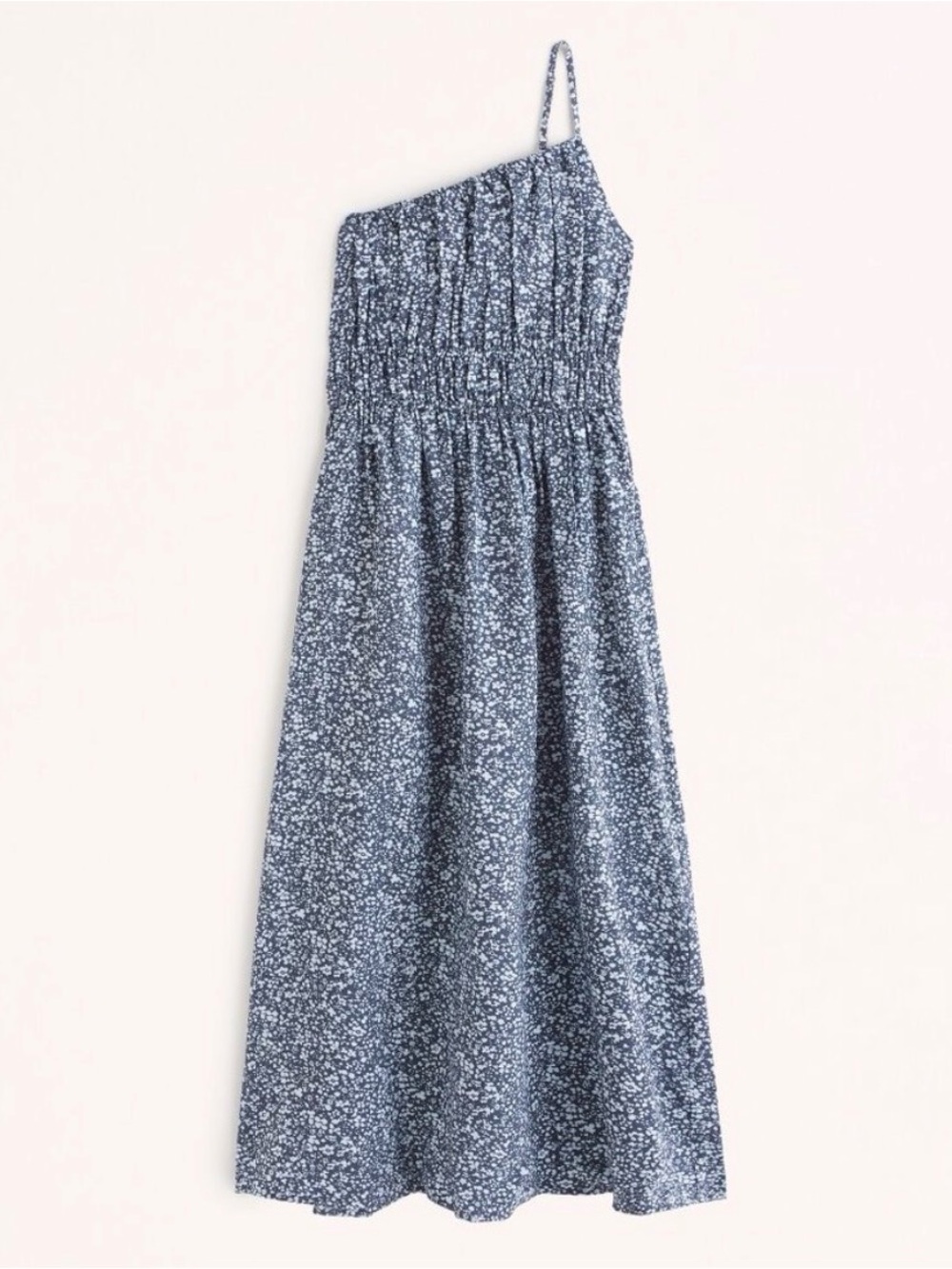 Abercrombie & Fitch Navy Blue One-Shoulder Floral Maxi Dress